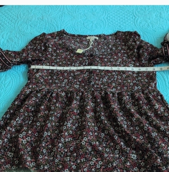 NWT Spring Max Studio Cottagecore Top black Pink Floral print Valentine's Sm - Picture 11 of 16